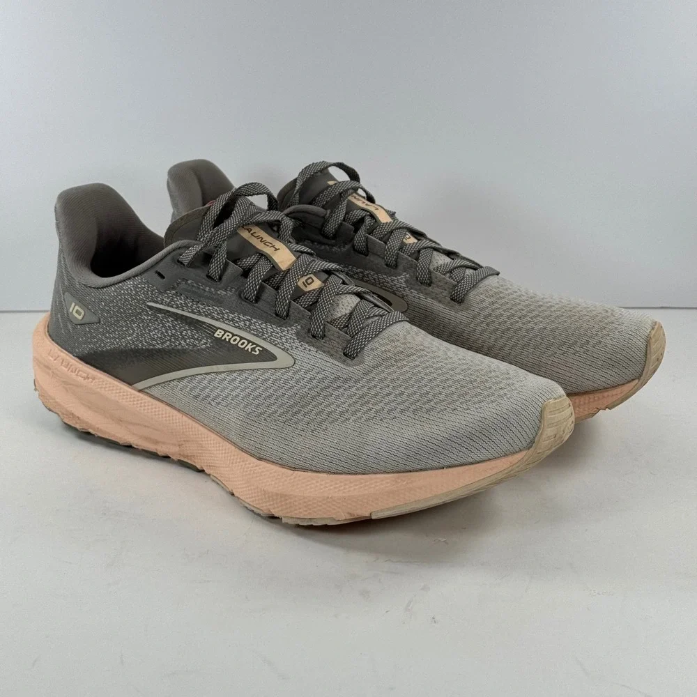 Brooks Launch 10 Women's Running Shoes‎ Grey Peach Size 9.5 Athletic Sneakers